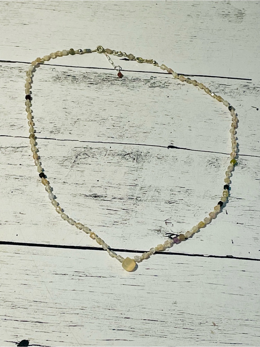 Handmade pink crystal Beaded Necklace dainty stacking